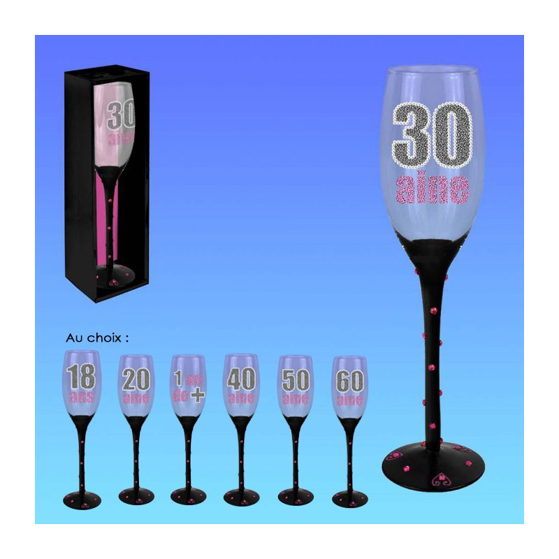 Gadget fête danniversaire Partycolarité Flûte à champagne 60 ans à paillettes Flûte à champagne en verre 