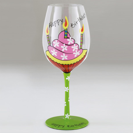 Photo du grand verre à pied fantaisie Happy Birthday