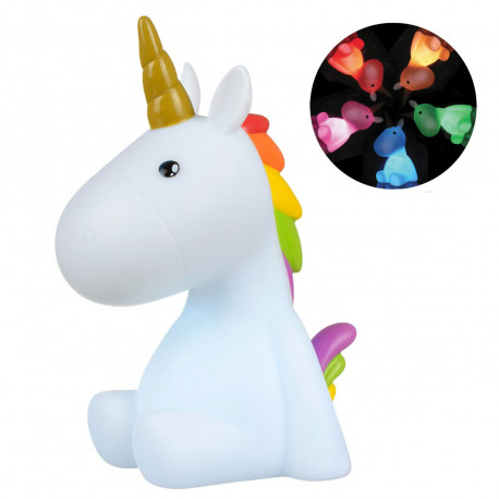 La veilleuse licorne blanche et arc en ciel multicolore