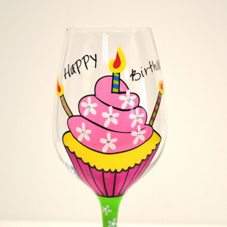 Photo du grand verre à pied Happy Birthday