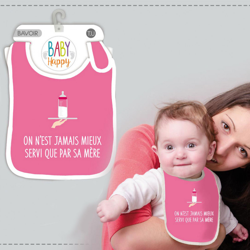 Bavoir Enfant Rose Ou Bleu A Scratch Avec Slogans Humoristiques Sur Rapid Cadeau