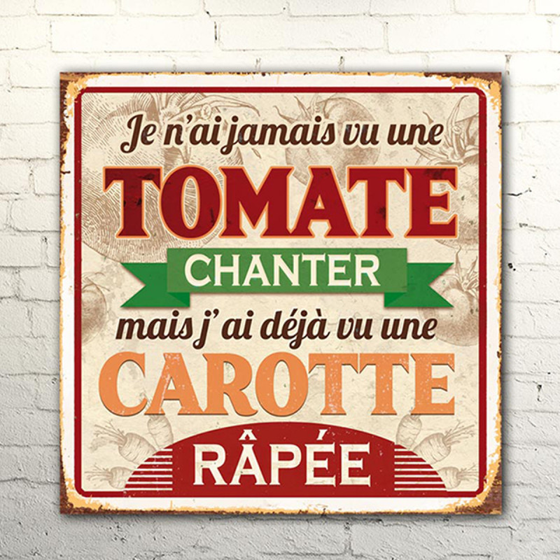 Plaque Métallique Tomate et Carotte