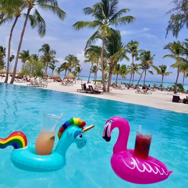 Gonflable Flottant boisson peut porte-gobelet piscine Flamingo licorne fun 35d 