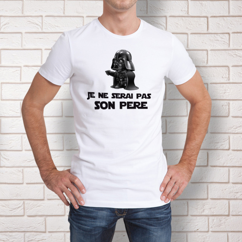 Tshirt Dark Vador avec slogan humoristique « Je ne serai pas son père » sur Rapid Cadeau