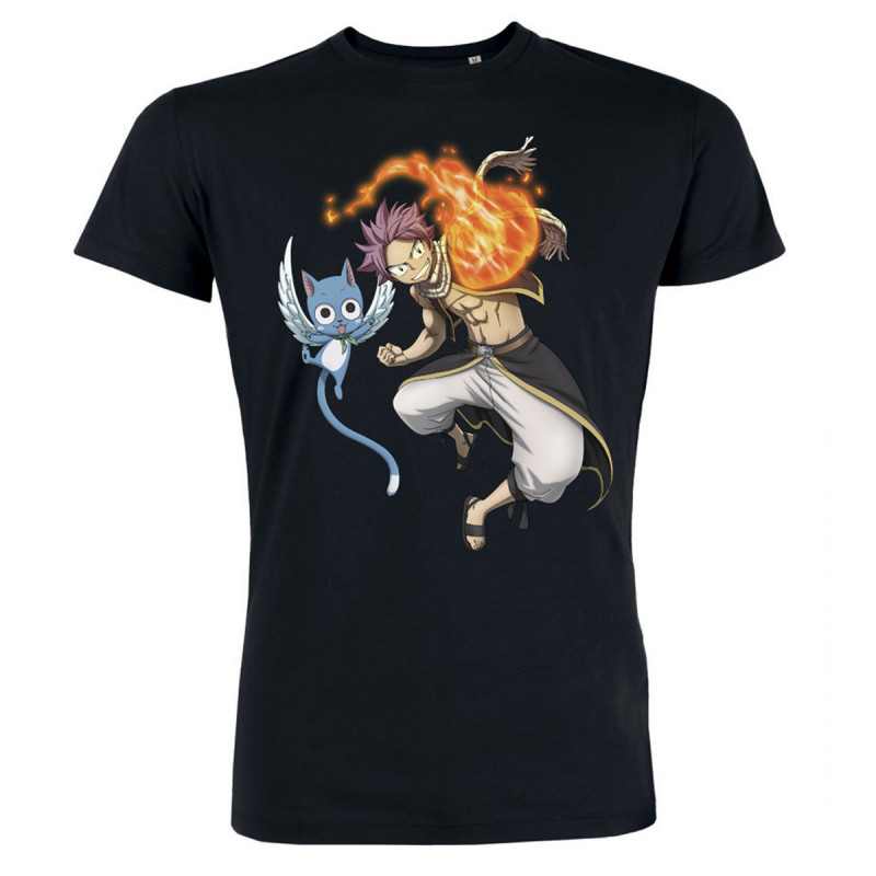 Tshirt femme Fairy Tail Natsu & Happy manches courtes en coton sur Rapid Cadeau