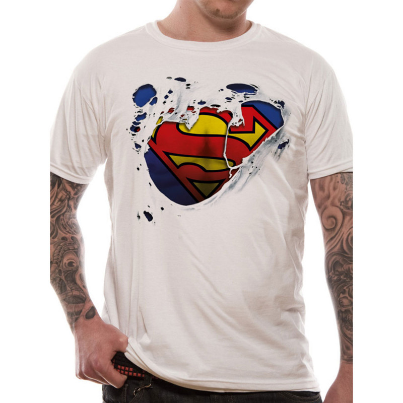 DC Superman Logo T-Shirt Col Ras du Cou Manches Courtes Homme 