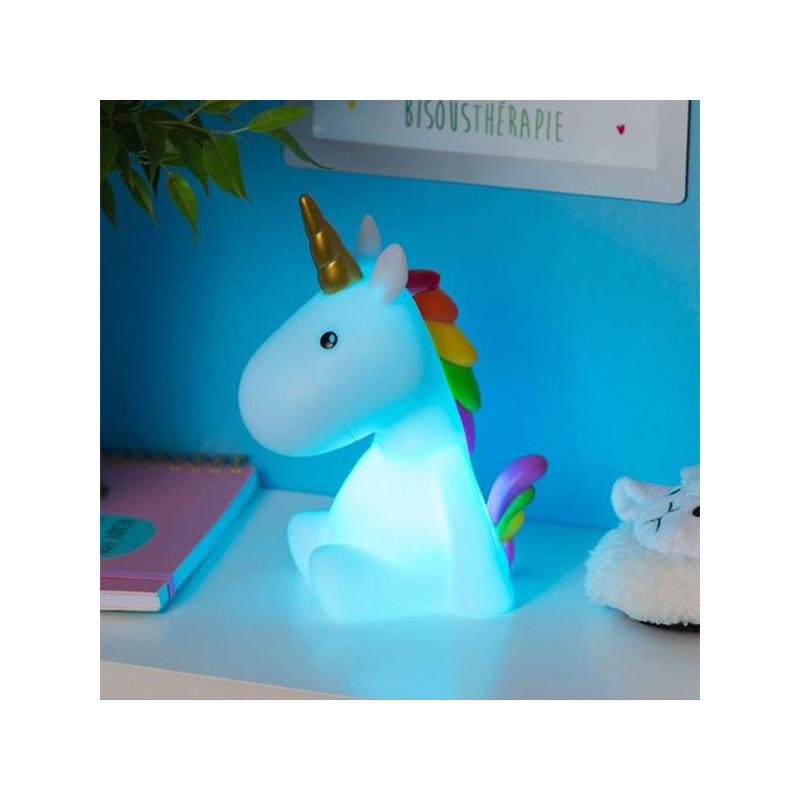 Veilleuse Licorne Blanche Arc-en-Ciel Multicolore