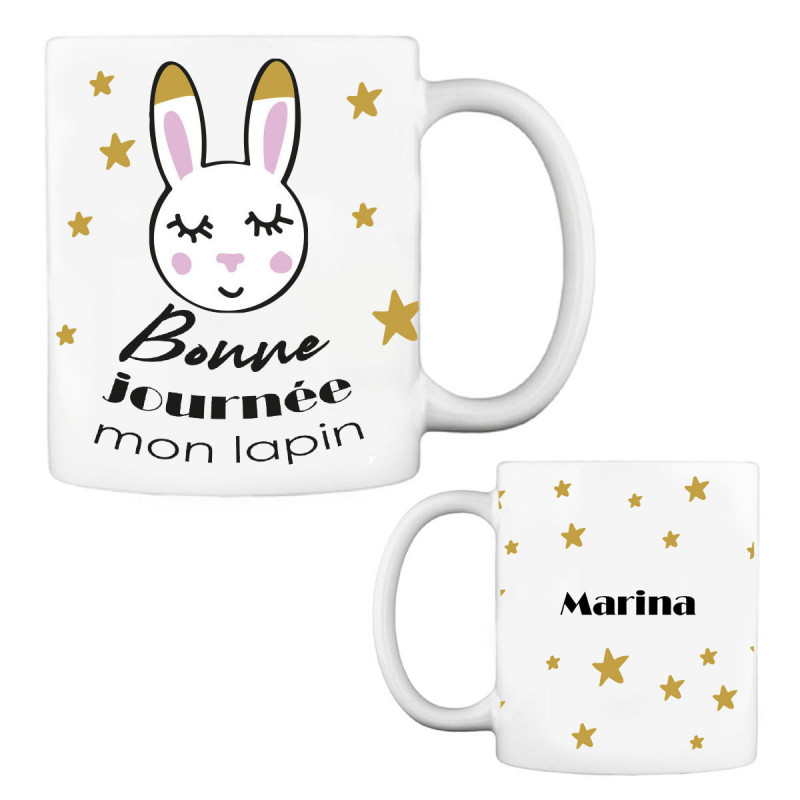 Mug Bonne Journée Mon Lapin à Personnaliser