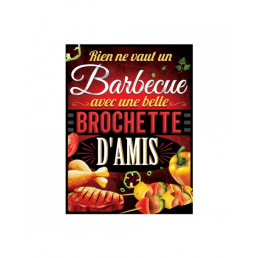 Plaque Métallique Barbecue Brochette d'Amis
