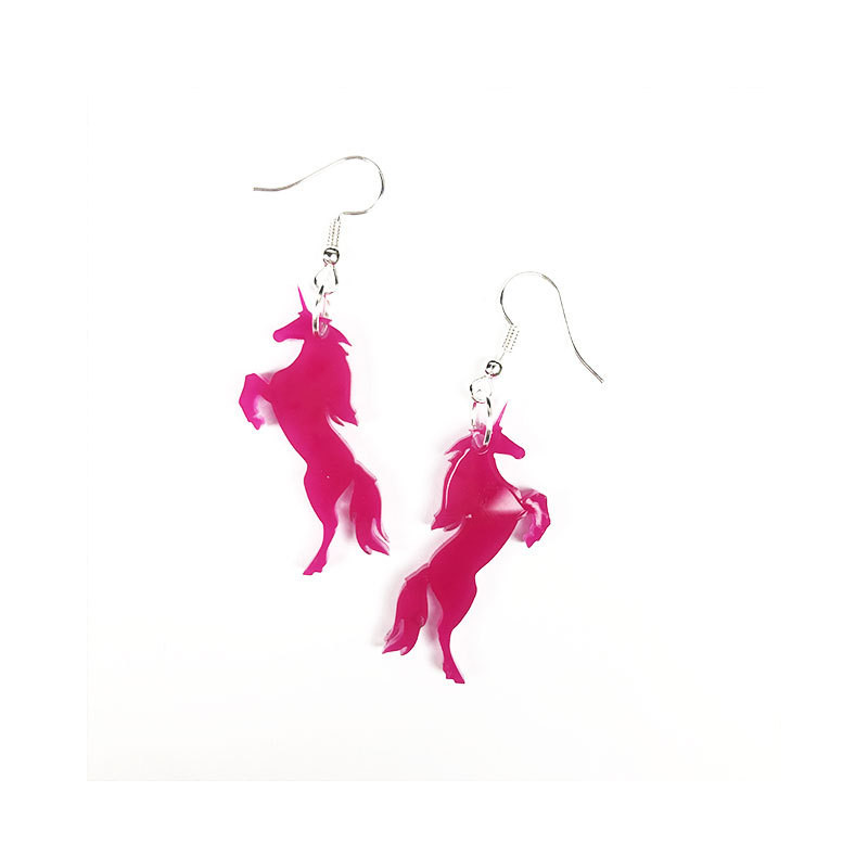 Boucles d'Oreilles Licorne Rose Fushia