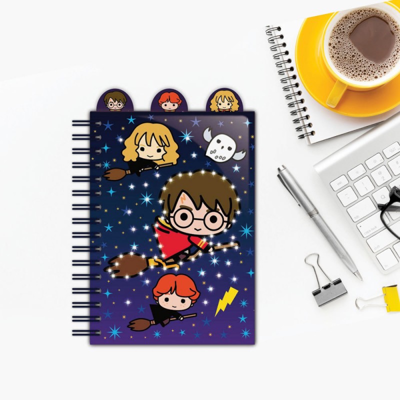 carnet de notes lumineux harry potter personnages chibi