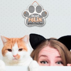 Plaque en Bois Patte de Chat - On est Félin pour l'autre
