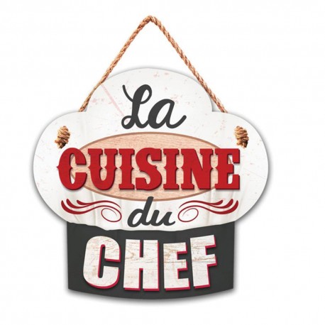 Plaque en Bois Toque La Cuisine du Chef