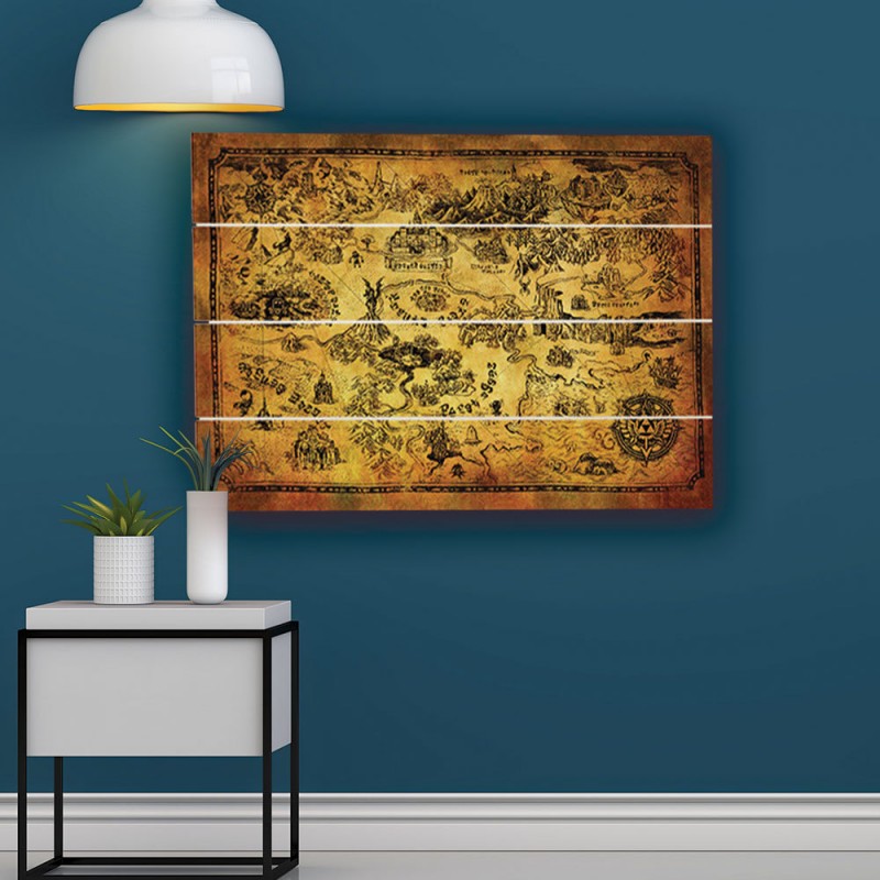 Poster Sur Bois Zelda Carte D Hyrule Sous Licence Officielle Nintendo Sur Rapid Cadeau