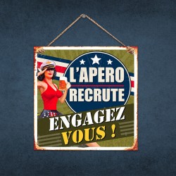 Plaque Métallique L'Apéro Recrute - Engagez-Vous