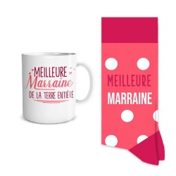 Coffret Cadeau Mug et Chaussettes - Marraine c'est la reine - Jour