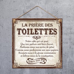 Plaque Métallique La Prière des Toilettes