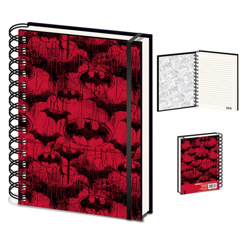 Carnet Batman chauve-souris rouge et noir geek sur Rapid Cadeau