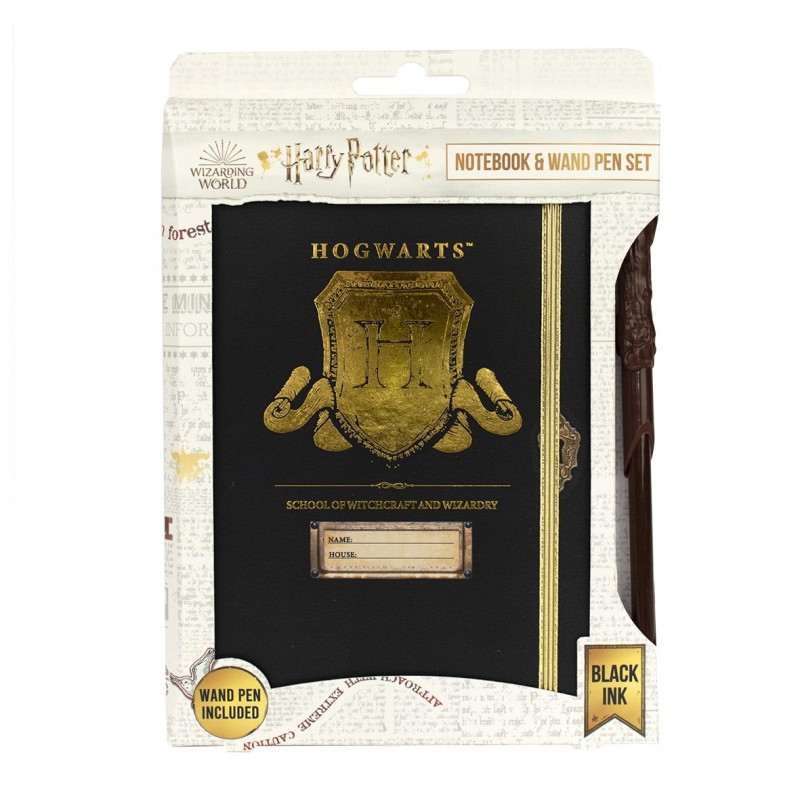 Carnet A5 cuir Vegan avec un stylo baguette Harry Potter