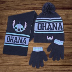 Set Hiver Stitch Disney - Echarpe, Gants et Bonnet à Pompon