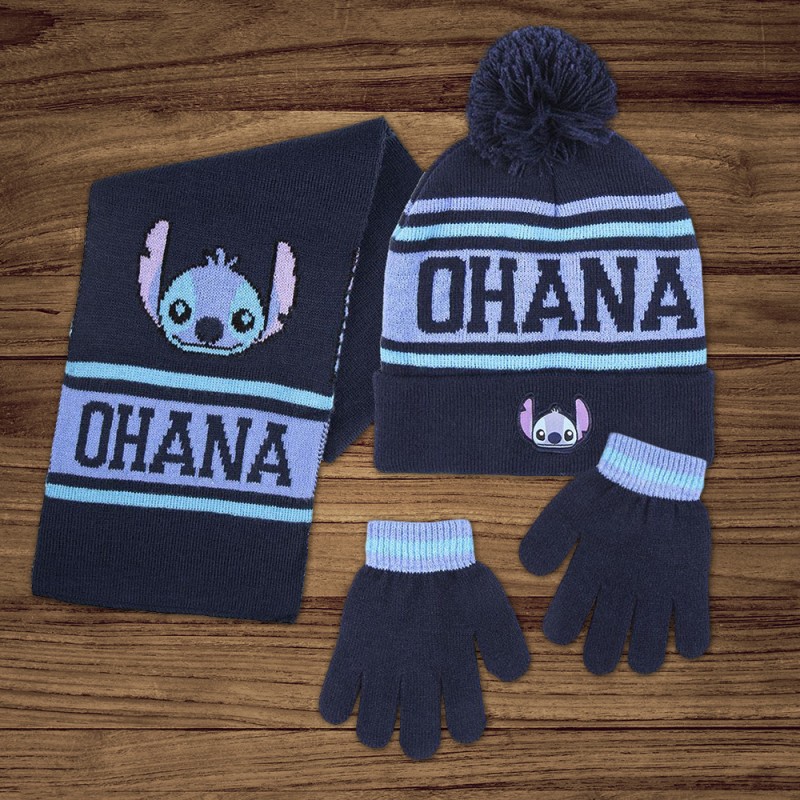 Set Hiver Stitch Disney - Echarpe, Gants et Bonnet à Pompon sur Rapid Cadeau