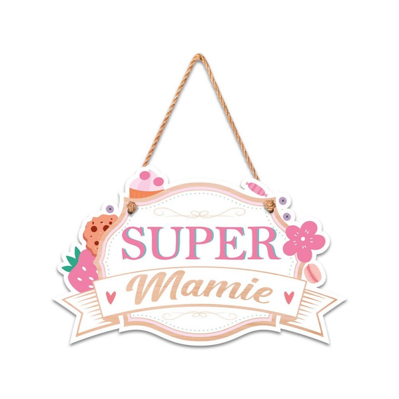 Plaque en Bois Super Mamie sur Rapid Cadeau