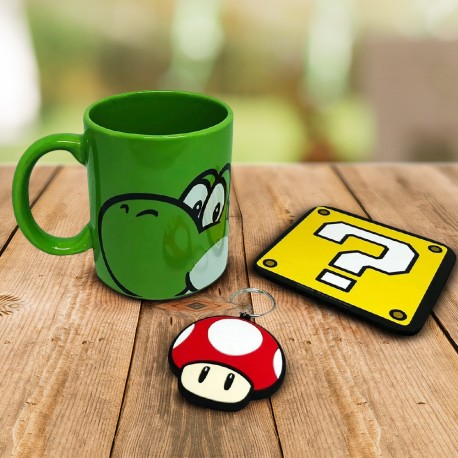 Pack Nintendo Super Mario Yoshi - Tasse, Sous-Verre et Porte-Clés