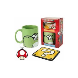 Pack Nintendo Super Mario Yoshi - Tasse, Sous-Verre et Porte-Clés