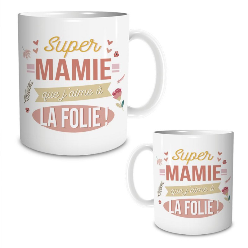 Mug Super Mamie que J'aime à la Folie sur Rapid Cadeau