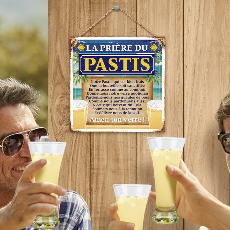 Plaque en métal humoristique avec slogan « La prière du Pastis » sur Rapid  Cadeau