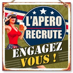 Plaque Métallique L'Apéro Recrute - Engagez-Vous