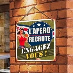 Plaque Métallique L'Apéro Recrute - Engagez-Vous