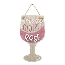 Plaque en Bois - Verre Amour, Gloire et Rosé