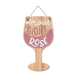 Plaque en Bois - Verre Amour, Gloire et Rosé