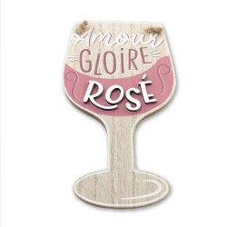 Plaque en Bois - Verre Amour, Gloire et Rosé