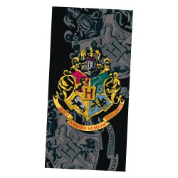 Serviette de Plage Noire Harry Potter Blason Poudlard