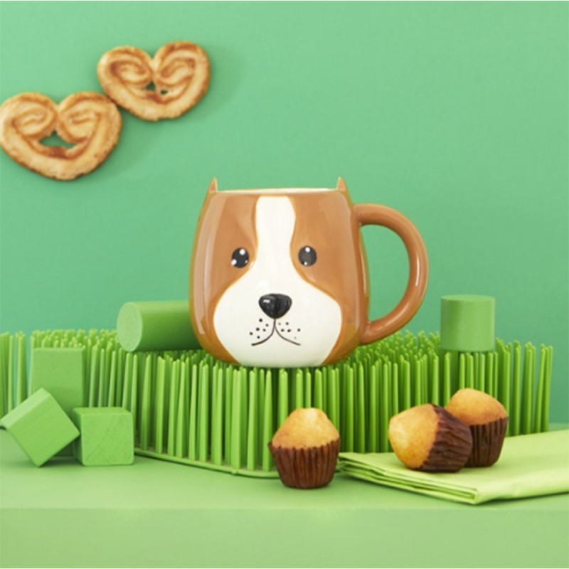 Mug original en forme de chien en céramique avec oreilles sur