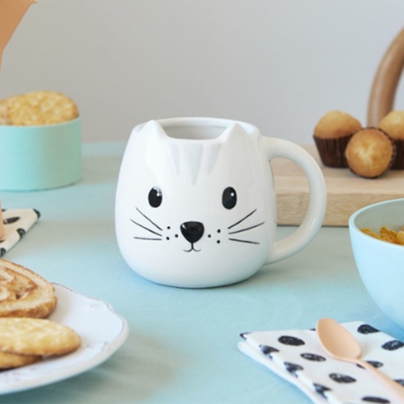 Mug original en forme de chat blanc en céramique avec oreilles 3D sur Rapid  Cadeau