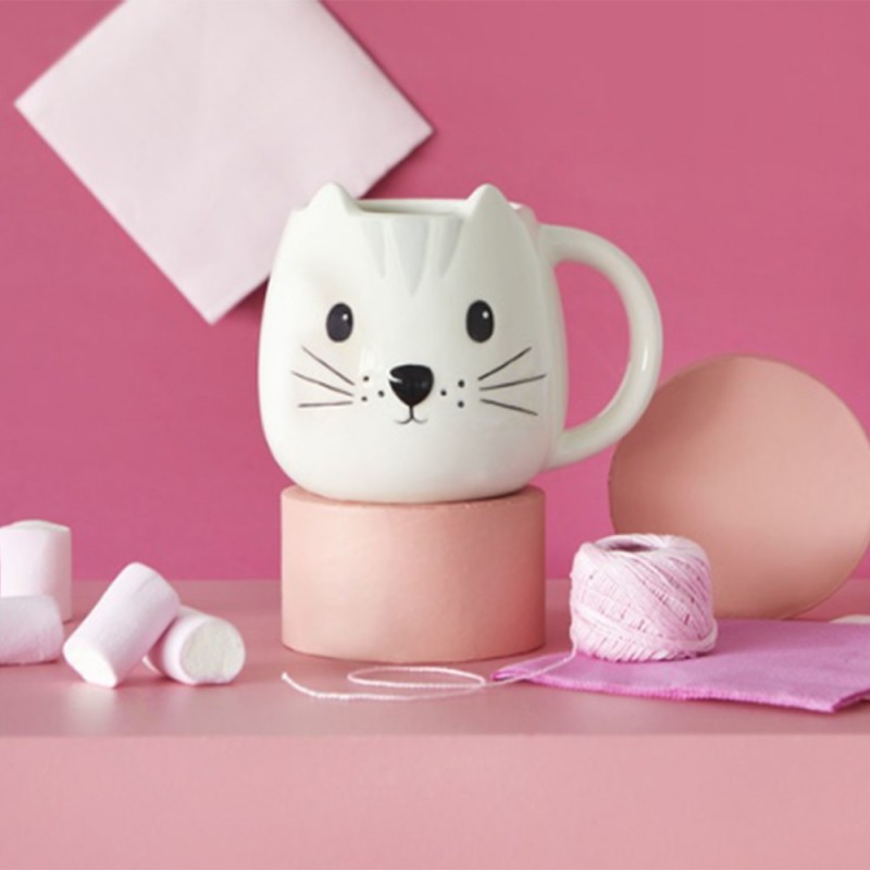 Mug 3D Chat rose - La vraie star c'est le chat - 45cl