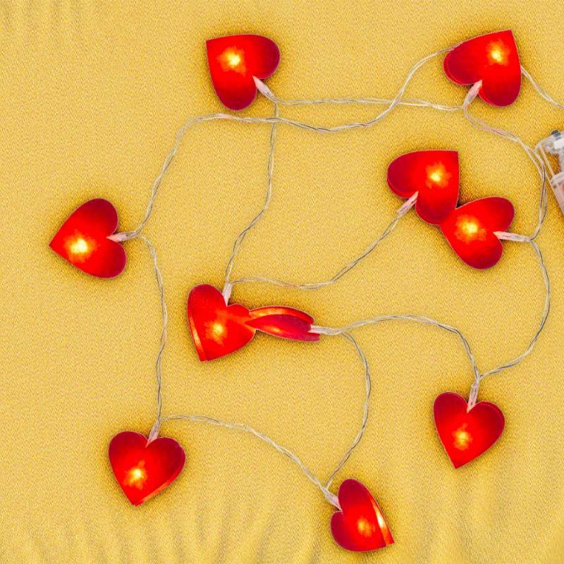 Guirlande Lumineuse Love Cœurs Rouges Feutrine sur Rapid Cadeau