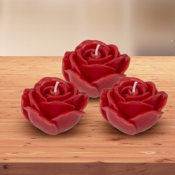 Set de 3 Bougies Roses Rouges