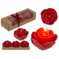 Set de 3 Bougies Roses Rouges