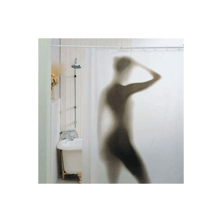 Un rideau de douche représentant une femme sexy