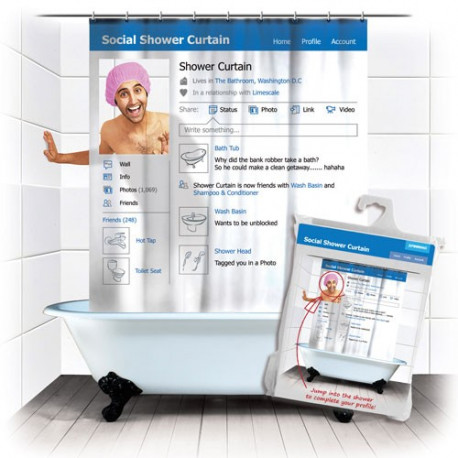 rideau de douche facebook avec emplacement pour votre visage