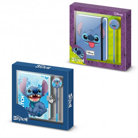 Lilo et Stitch Face-Coffret Cadeau avec Journal et Stylo à Bille Fashion,  Bleu