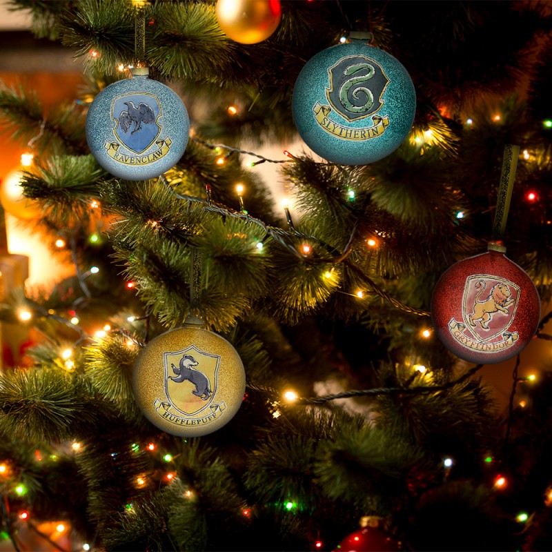 Lot de 4 boules de Noël Harry Potter Maisons Poudlard sur Rapid Cadeau