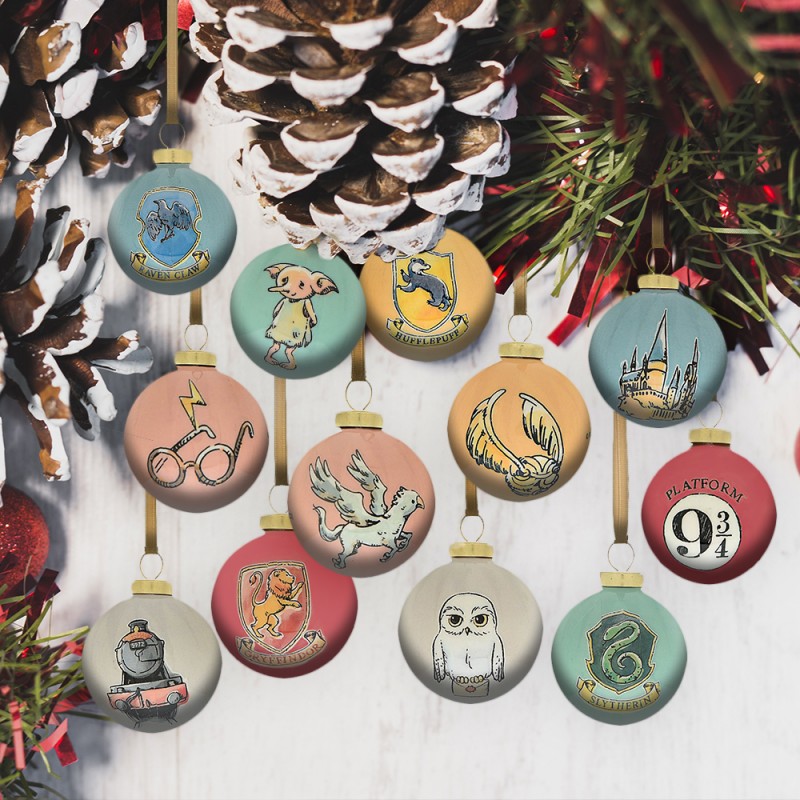 Lot de 12 Mini Boules de Noël Harry Potter Symboles sur Rapid Cadeau