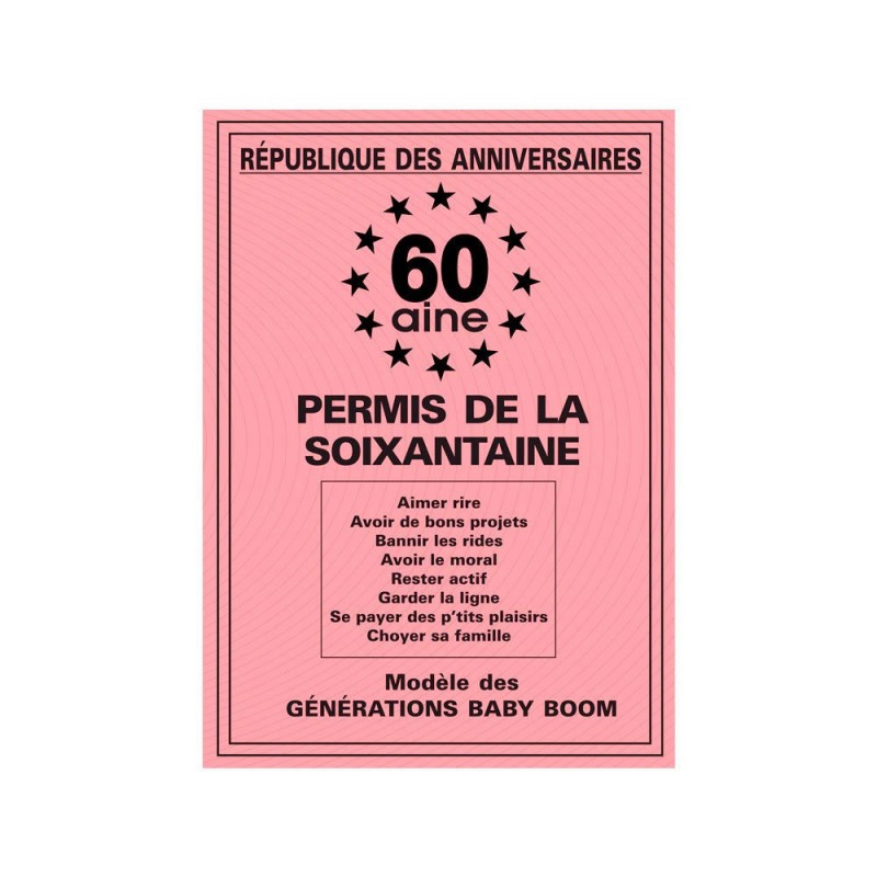 Carte humoristique permis de feter anniversaire - Achat / Vente