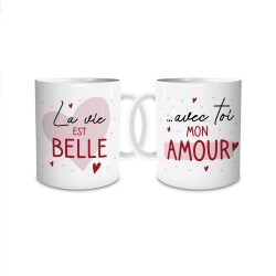 Coffret Duo de Mugs La Vie est Belle Mon Amour