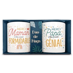 Coffret Duo de Mugs Maman Formidable & Papa Génial